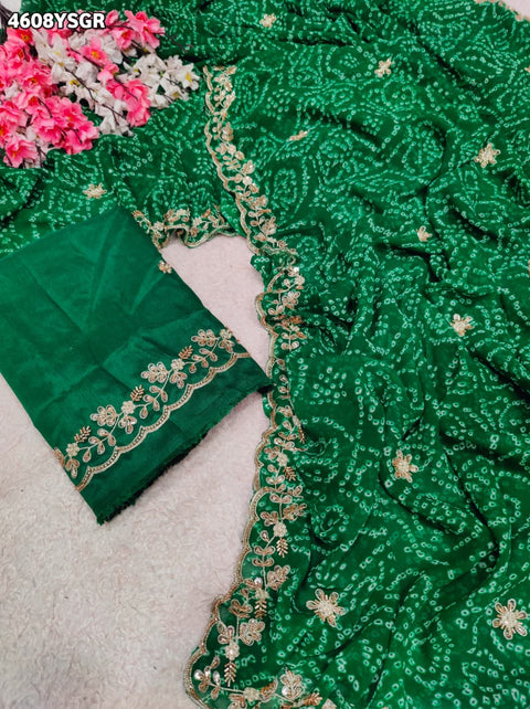 KcPc Premium Bandhani Georgette Saree for Festive Wear  BAL