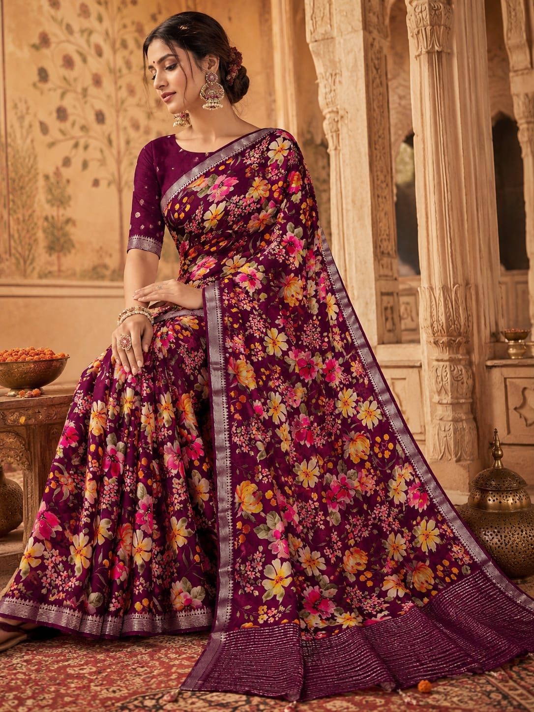 KcPc PremiumPure ChiffonPrinted Saree CollectionOPS