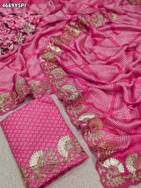 KcPc Creap Silk Bandhani Saree with Gota Patti EmbroideryBAL