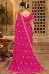 KcPc Georgette Bandhani Saree with Cutdana Embroidery BAL