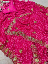 KcPc Georgette Bandhani Saree with Cutdana Embroidery BAL