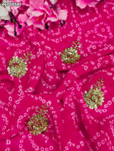 KcPc Georgette Bandhani Saree with Cutdana Embroidery BAL