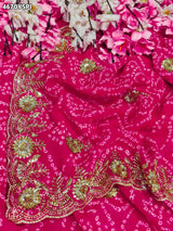 KcPc Georgette Bandhani Saree with Cutdana Embroidery BAL