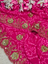 KcPc Georgette Bandhani Saree with Cutdana Embroidery BAL