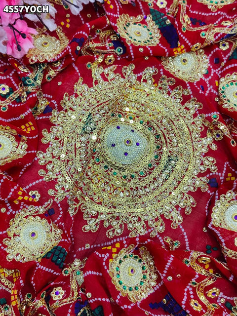 KcPc Premium Georgette Pila Chunri for Traditional Wear