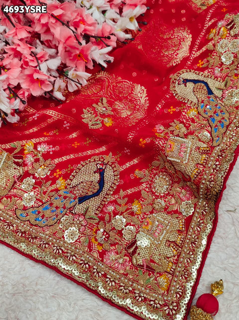 KcPc Luxury Georgette Saree with Heavy Embroidery    TUF