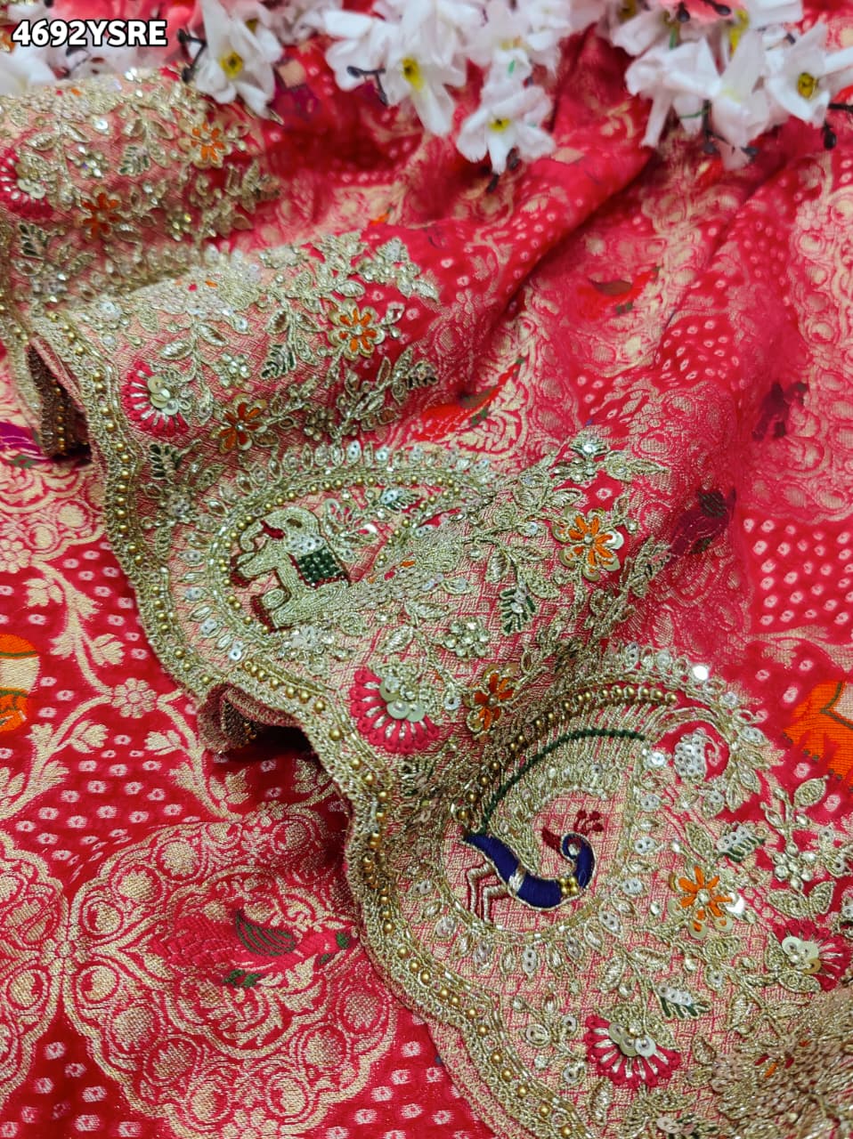 KcPc Georgette Kalamkari Saree with Heavy Embroidery WorkTUF