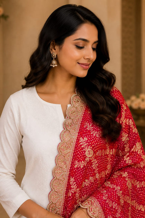 KcPc Designer Banarasi Style Dupatta with Heavy Embroidery