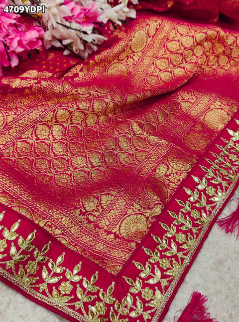 KcPc New Khaddi Georgette Embroidery Heavy Bandhani Dupatta
