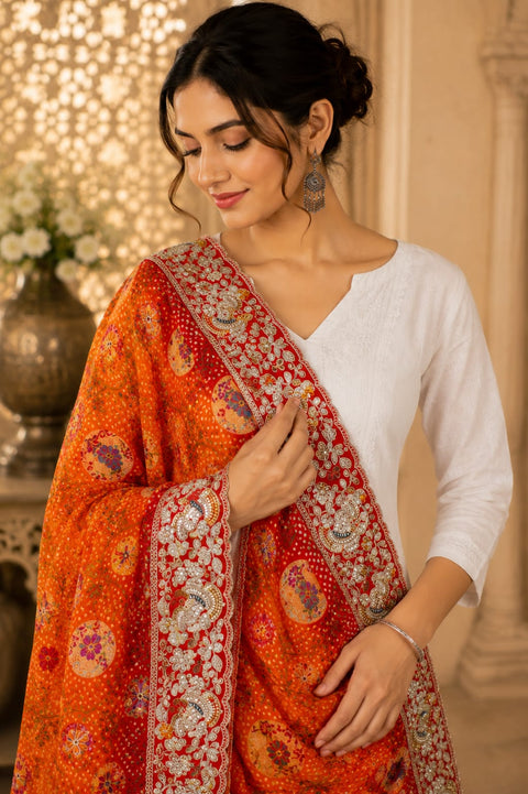 KcPc New Khaddi Georgette Meenakari Style Wth Embroidery Work Dupatta