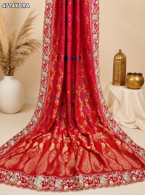 KcPc Letest Khaddi Georgette kalamkari Style With Embroidery Work Dupatta