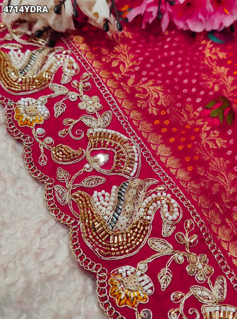KcPc Letest Khaddi Georgette kalamkari Style With Embroidery Work Dupatta