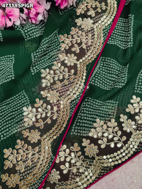 KcPcRoyal Bandhani Saree with Traditional Gotapatti Work  KDN