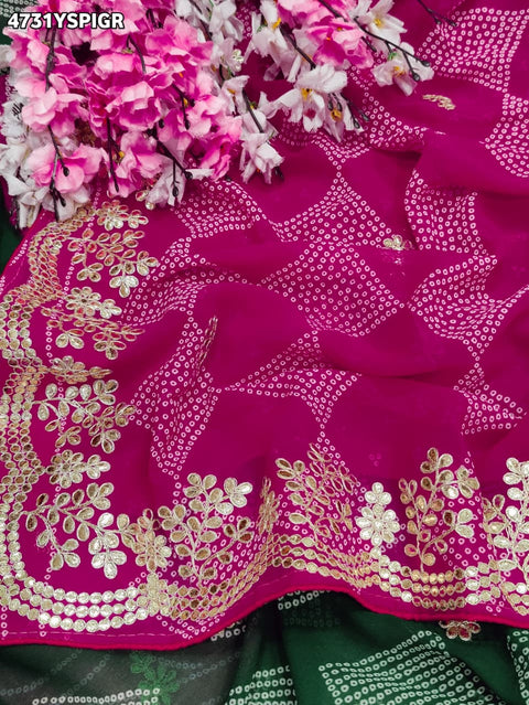 KcPcRoyal Bandhani Saree with Traditional Gotapatti Work  KDN