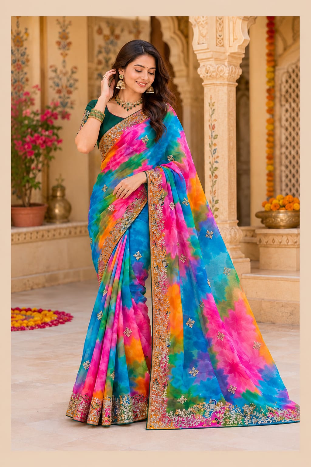 KcPc Premium Georgette Bandhani Festive Wear SareesKDN