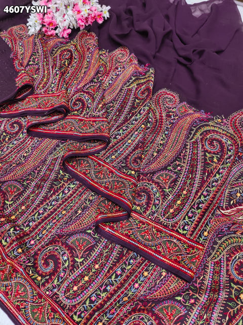 KcPc Premium Kashida Stone Work Sarees for Women  SHD