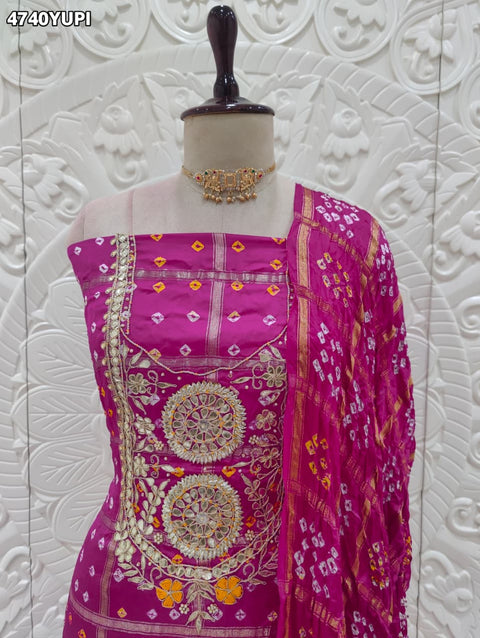 KcPc Royal Gaji Silk Bandhani Dress Material Set  JITEN