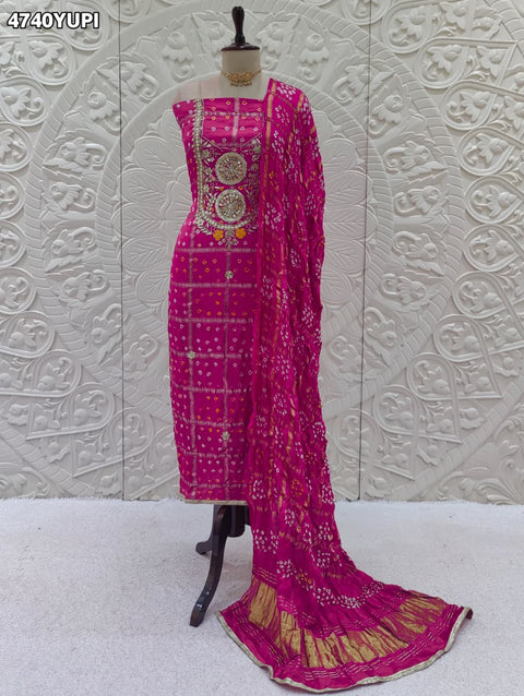 KcPc Royal Gaji Silk Bandhani Dress Material Set  JITEN