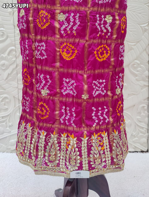 KcPc Gaji Silk Bandhani Suit Set with Gotapatti Work JITEN