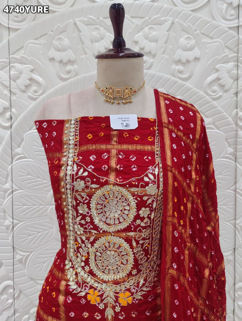 KcPc Luxury Gaji Silk Bandhani Suit Set for Festive Wear JITEN
