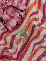 KcPc Premium Crepe Silk Leheriya Saree with Gotapatti Work ASH