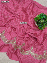 KcPc Premium Crepe Silk Leheriya Saree with Gotapatti Work ASH