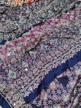 KcPc Premium Silk Ajrakh Saree with Mirror Work STR