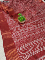 KcPc Premium Cotton Silk Zig Zag Saree with Zari Border STL