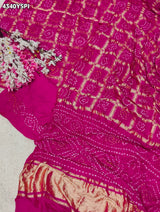 KcPc Designer Semi Gaji Silk Bandhani Saree with Blouse MSC