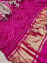 KcPc Designer Semi Gaji Silk Bandhani Saree with Blouse MSC