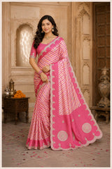 KcPc Premium Crepe Silk Leheriya Saree with Gotapatti Work ASH