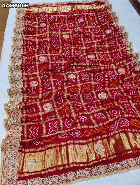 KcPc Royal Bandhani Chunri with Traditional Zardosi Work  MNL