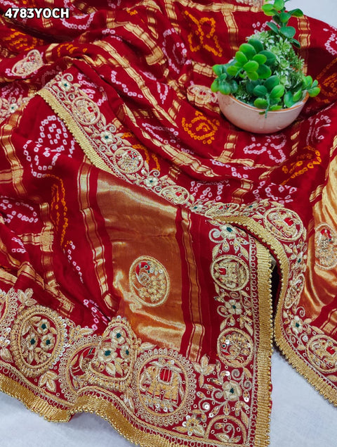 KcPc Royal Bandhani Chunri with Traditional Zardosi Work  MNL