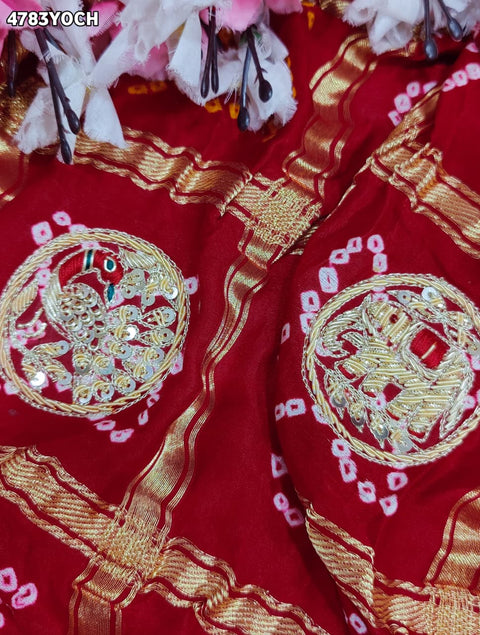 KcPc Royal Bandhani Chunri with Traditional Zardosi Work  MNL