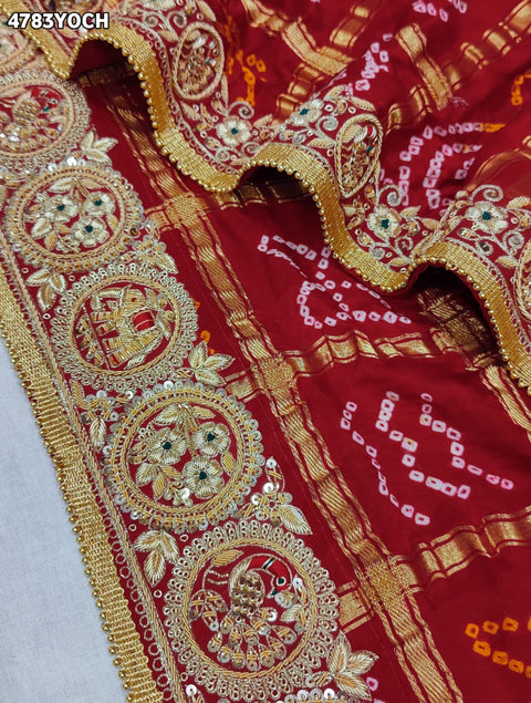KcPc Royal Bandhani Chunri with Traditional Zardosi Work  MNL