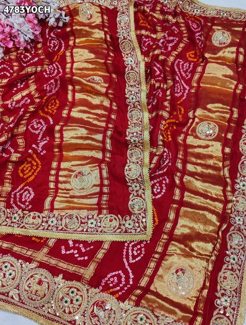 KcPc Royal Bandhani Chunri with Traditional Zardosi Work  MNL