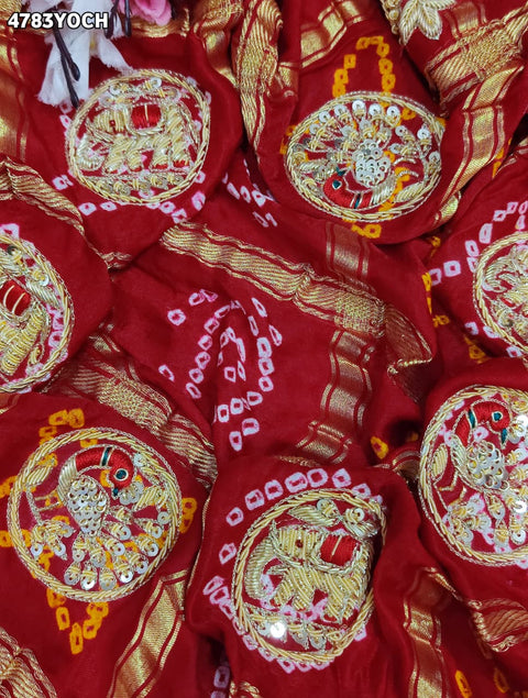 KcPc Royal Bandhani Chunri with Traditional Zardosi Work  MNL