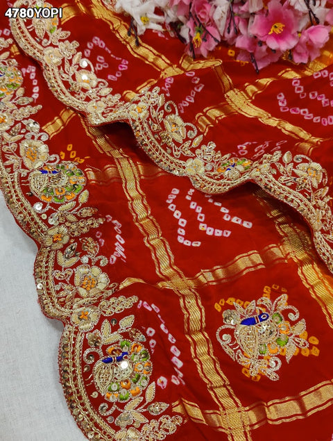 KcPc Royal Gaji Silk Pila Chunri with Zardosi Embroidery   MNL