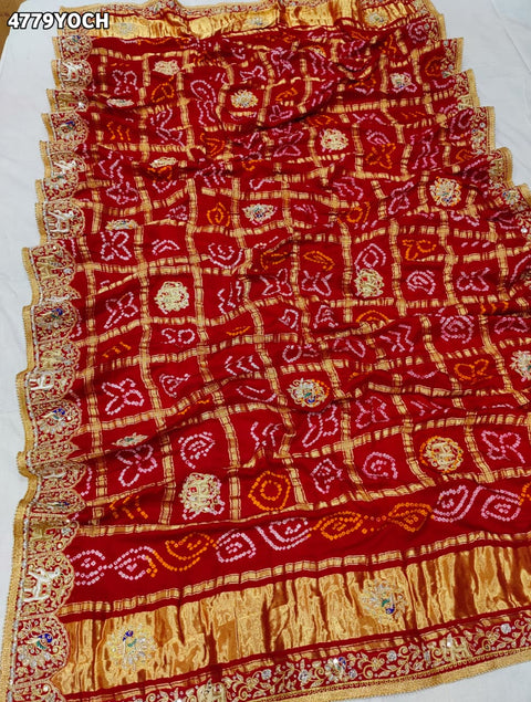 KcPc Traditional Gaji Silk Bandhani Chunri for Women   MNL