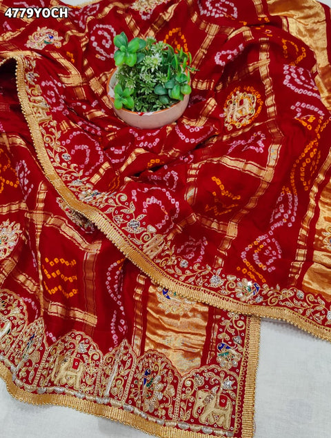 KcPc Traditional Gaji Silk Bandhani Chunri for Women   MNL