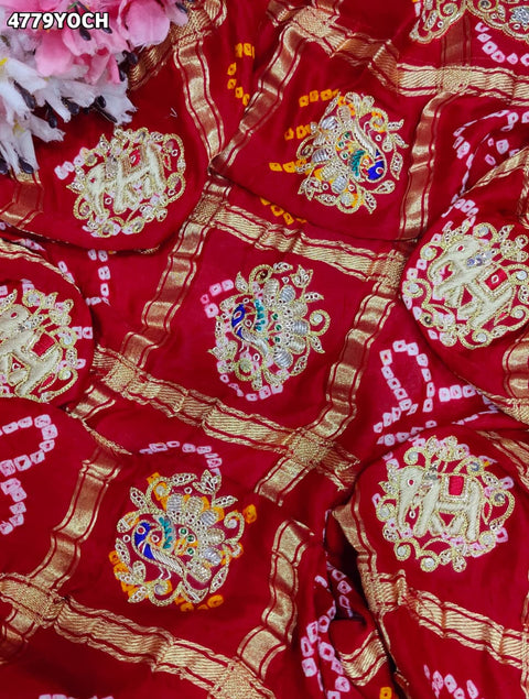 KcPc Traditional Gaji Silk Bandhani Chunri for Women   MNL