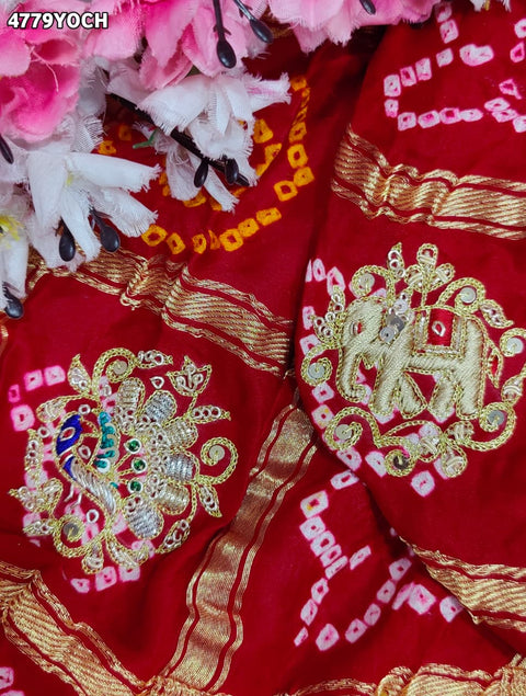 KcPc Traditional Gaji Silk Bandhani Chunri for Women   MNL