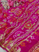 KcPc Premium Bandhani Gaji Silk Saree with Elegant Gota PattiAMT
