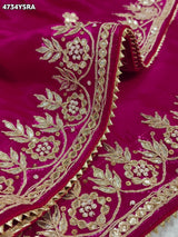 KcPc Designer Gaji Silk Bandhani Saree with Gota Patti AMT