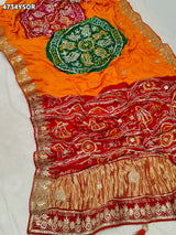 KcPc Premium Gaji Silk Bandhani Saree with Gota Patti WorkAMT