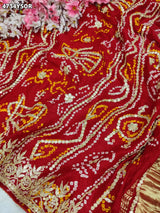 KcPc Premium Gaji Silk Bandhani Saree with Gota Patti WorkAMT