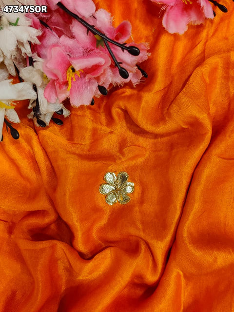 KcPc Premium Gaji Silk Bandhani Saree with Gota Patti Work    AMT