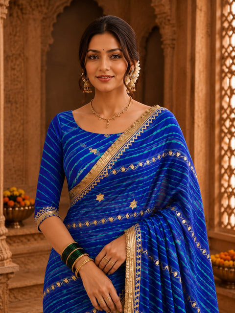 KcPc Designer Gotapatti Work Georgette Leheriya Saree   MHS