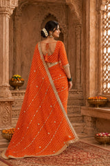 KcPc Premium Georgette Leheriya Saree with Gotapatti Work MHS