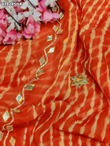 KcPc Premium Georgette Leheriya Saree with Gotapatti Work MHS